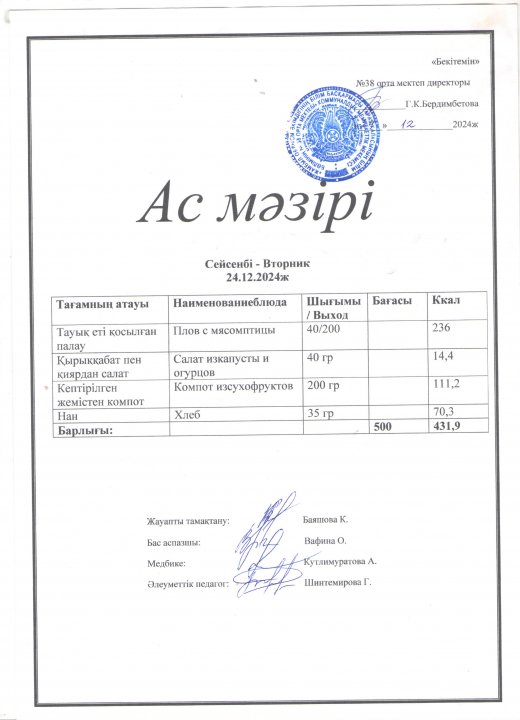 Ас мәзірі