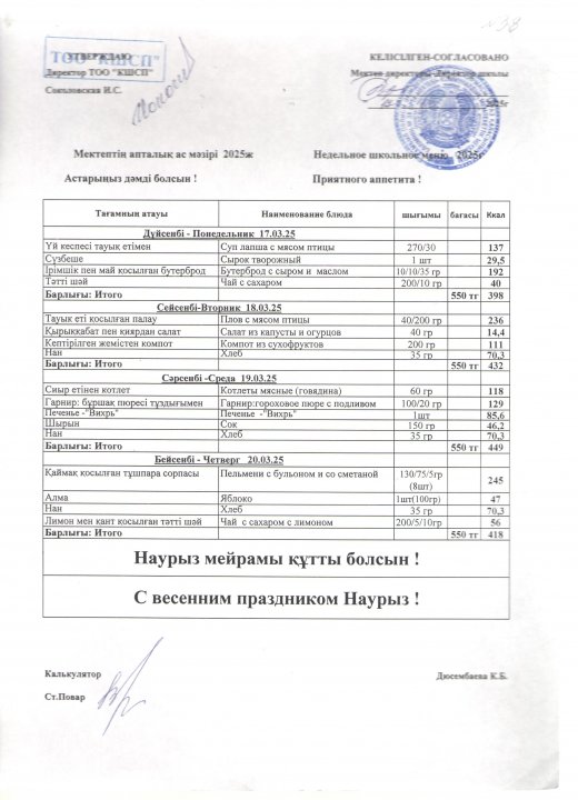 Ас мәзірі