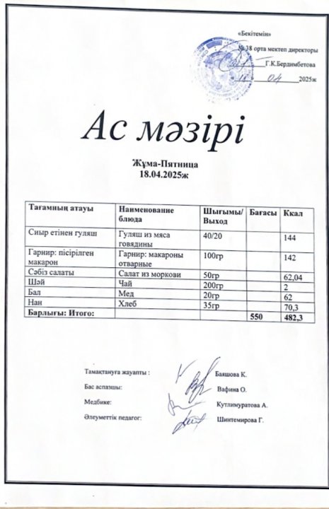 Ас мәзірі