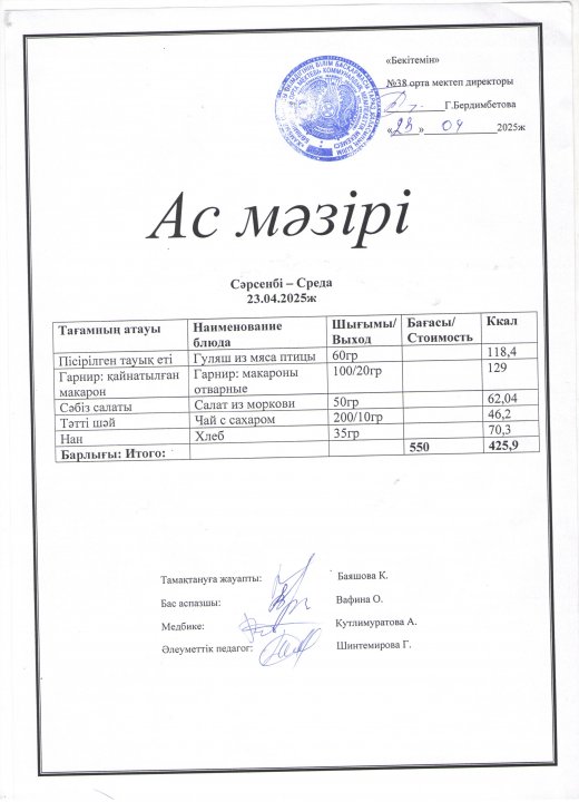 Ас мәзірі