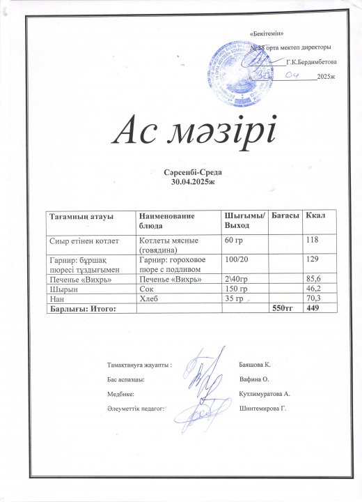 Ас мәзірі