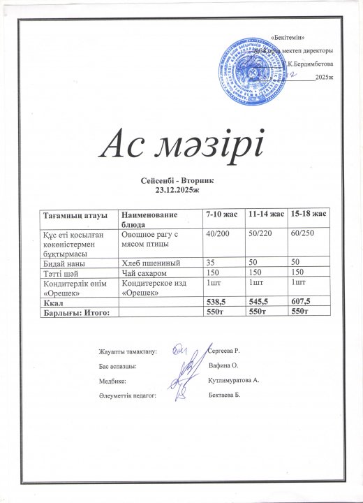Ас мәзірі
