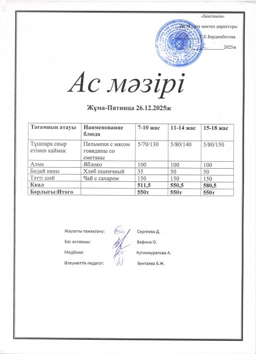 Ас мәзірі