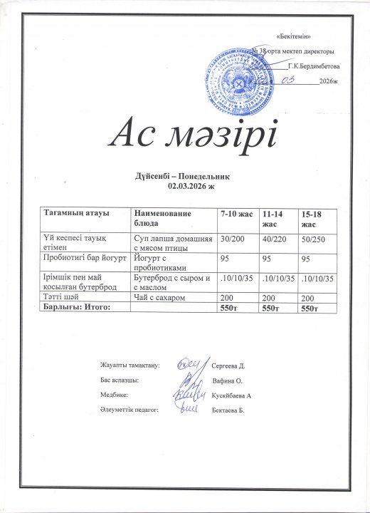 Ас мәзірі