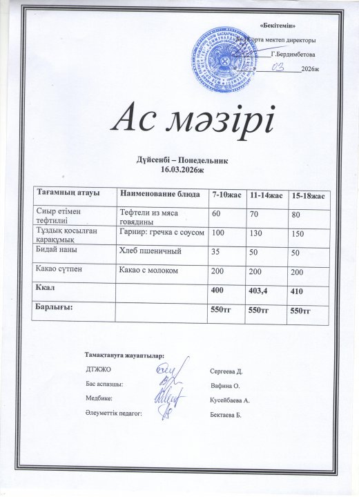 Ас мәзірі