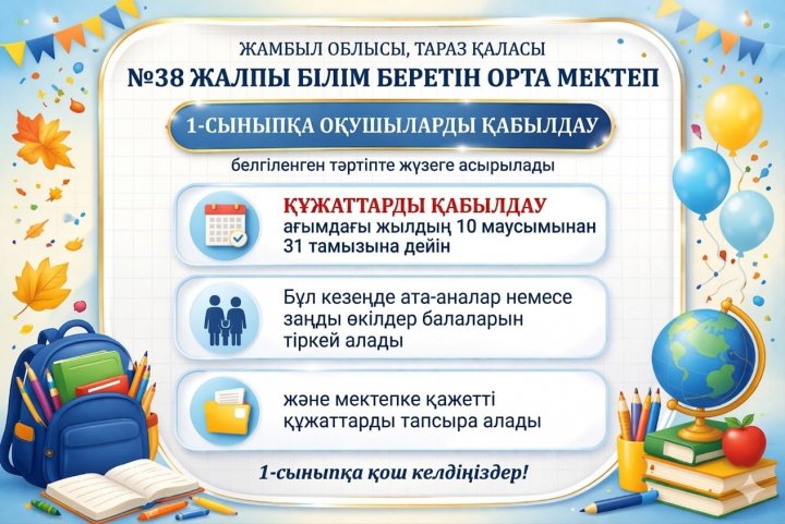 АТА-АНАЛАР НАЗАРЫНА! 10 МАУСЫМНАН БАСТАП 1-СЫНЫПҚА ҚҰЖАТТАРДЫ ҚАБЫЛДАУ БАСТАЛАДЫ.