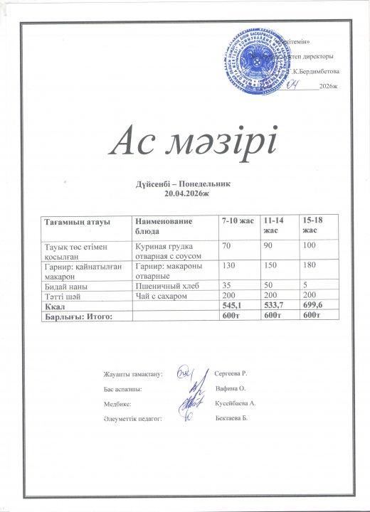 Ас мәзірі