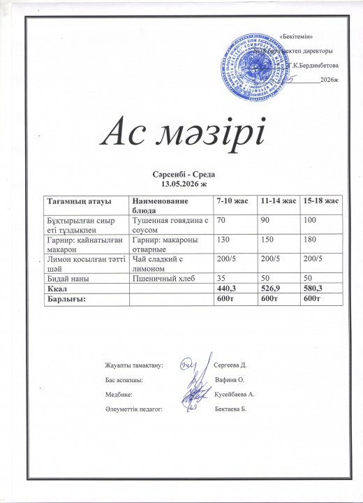 Ас мәзірі